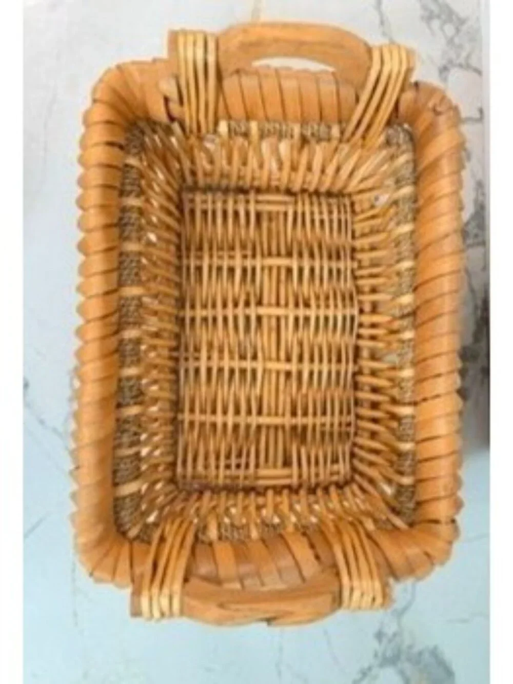 Vintage Hand Woven Splint Wood Porcupine Twist Gathering Basket Boho Rustic